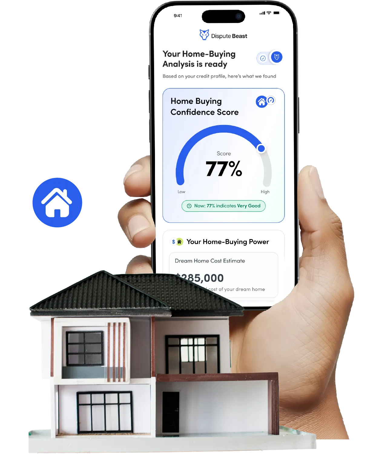 App score preview showing 77% home-buying readiness